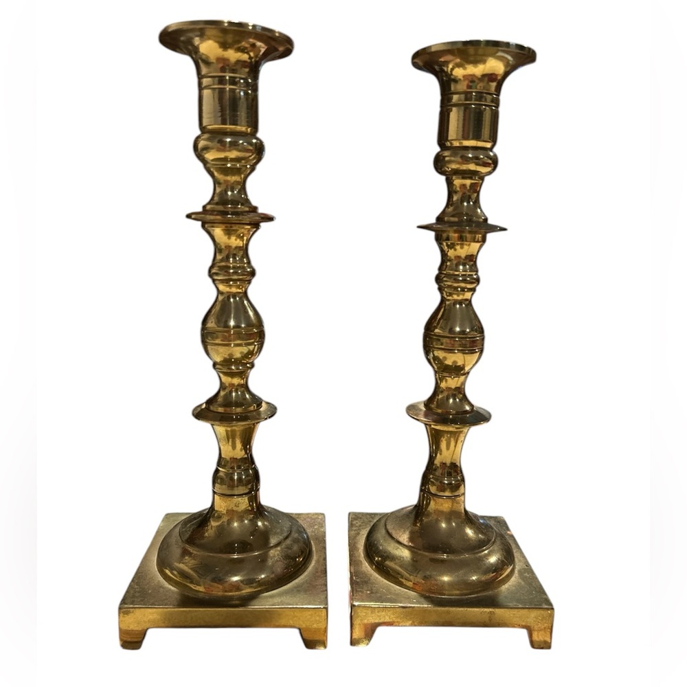 Vintage CM Solid Brass Candlestick Holders 9.75” tall, 1 Pair of Two - Picture 6 of 9
